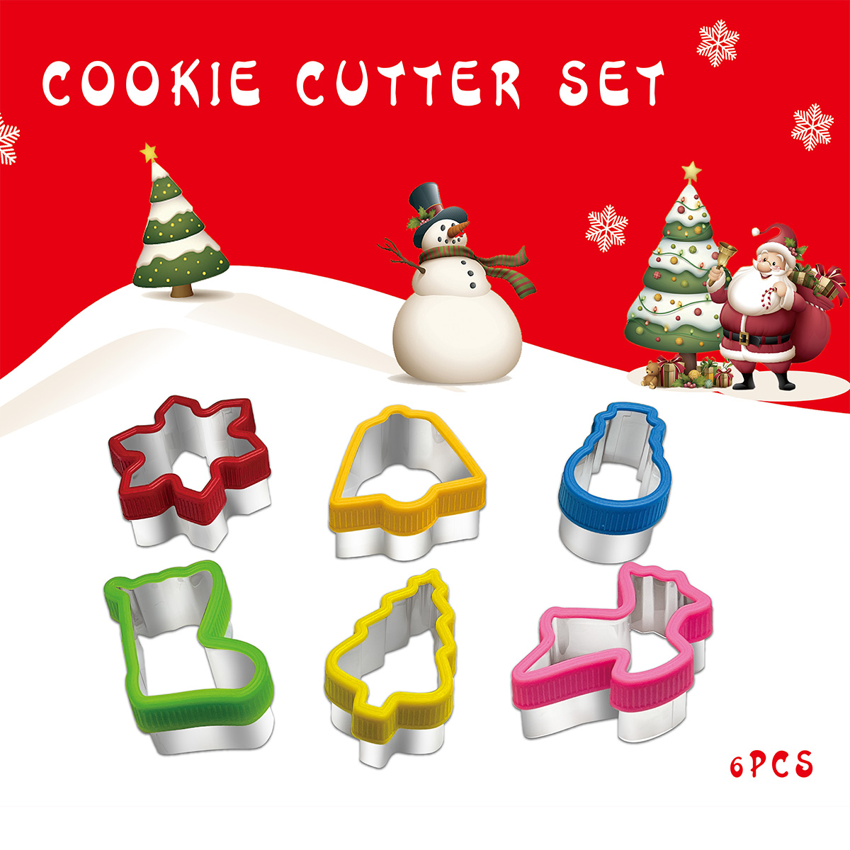 Kitchen Baking Set - Christmas cookie cutting handguard 6-piece set,