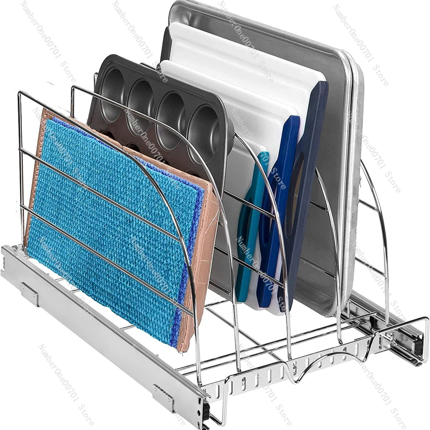 Kitchen Baking Sheet Organizer - Slide-Out Kitchen Cabinet Organizer for Baking