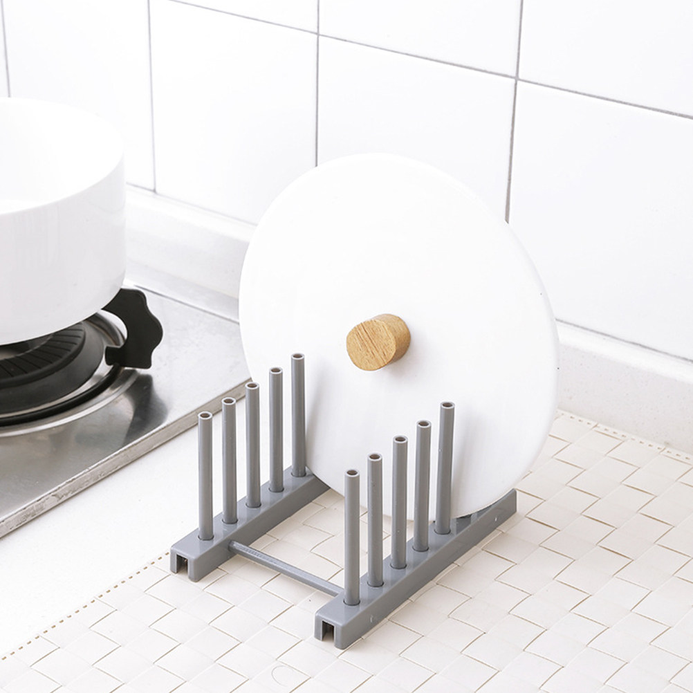 Kitchen Baking Sheet Organizer - Grey Plastic Dish Rack Kitchen Storage