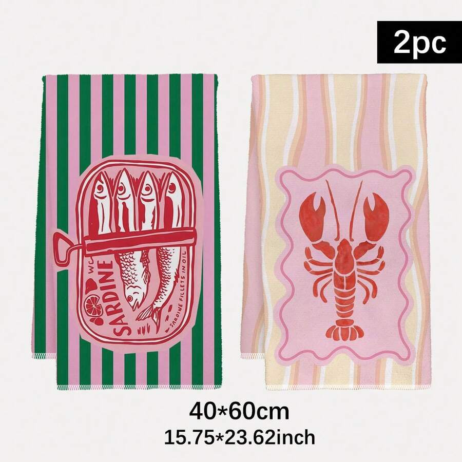 Kitchen Baking Must Haves - 2Pcs, Pink and Green Striped Shrimp