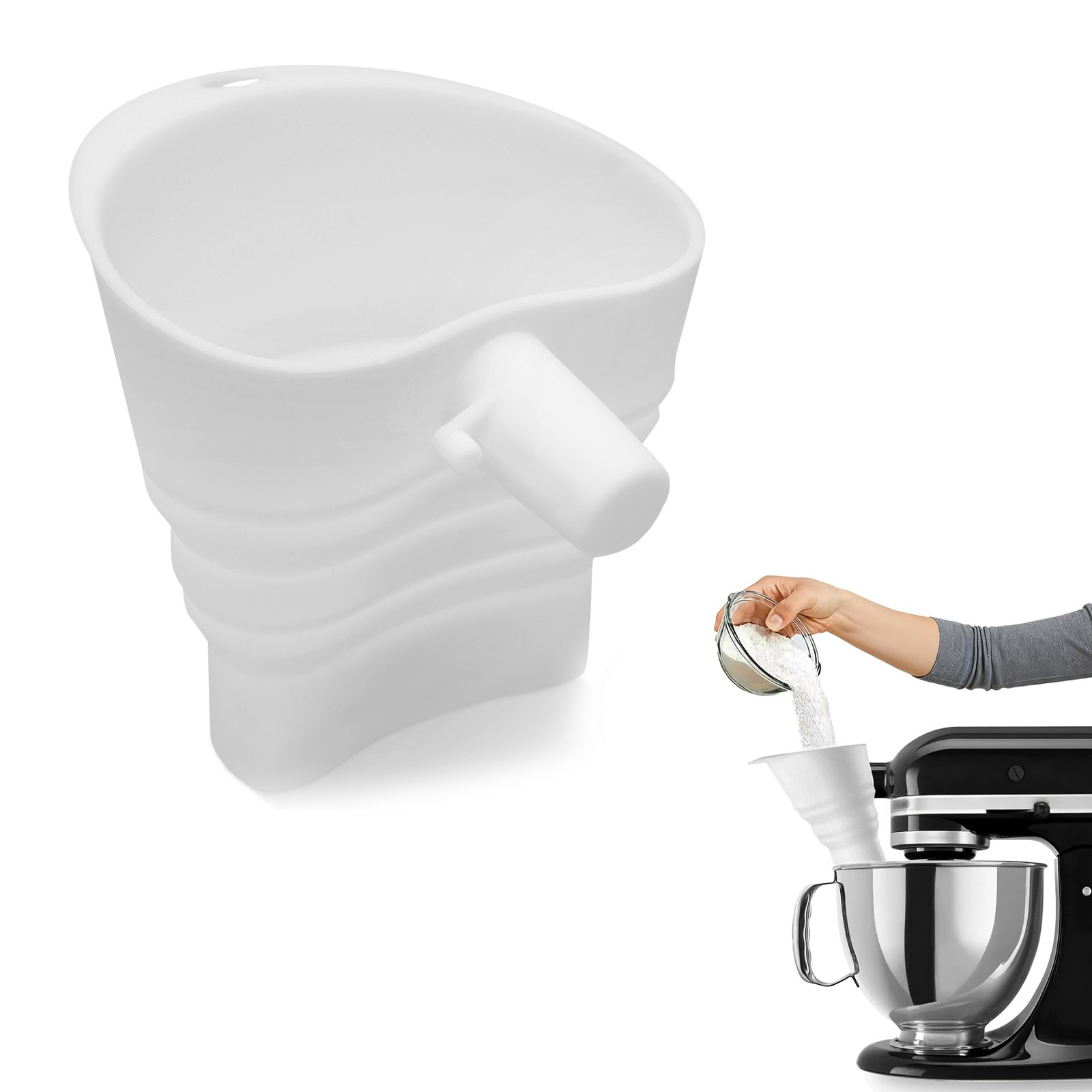 Kitchen Baking Aid - Silicone Flour Funnel for Kitchen Aid