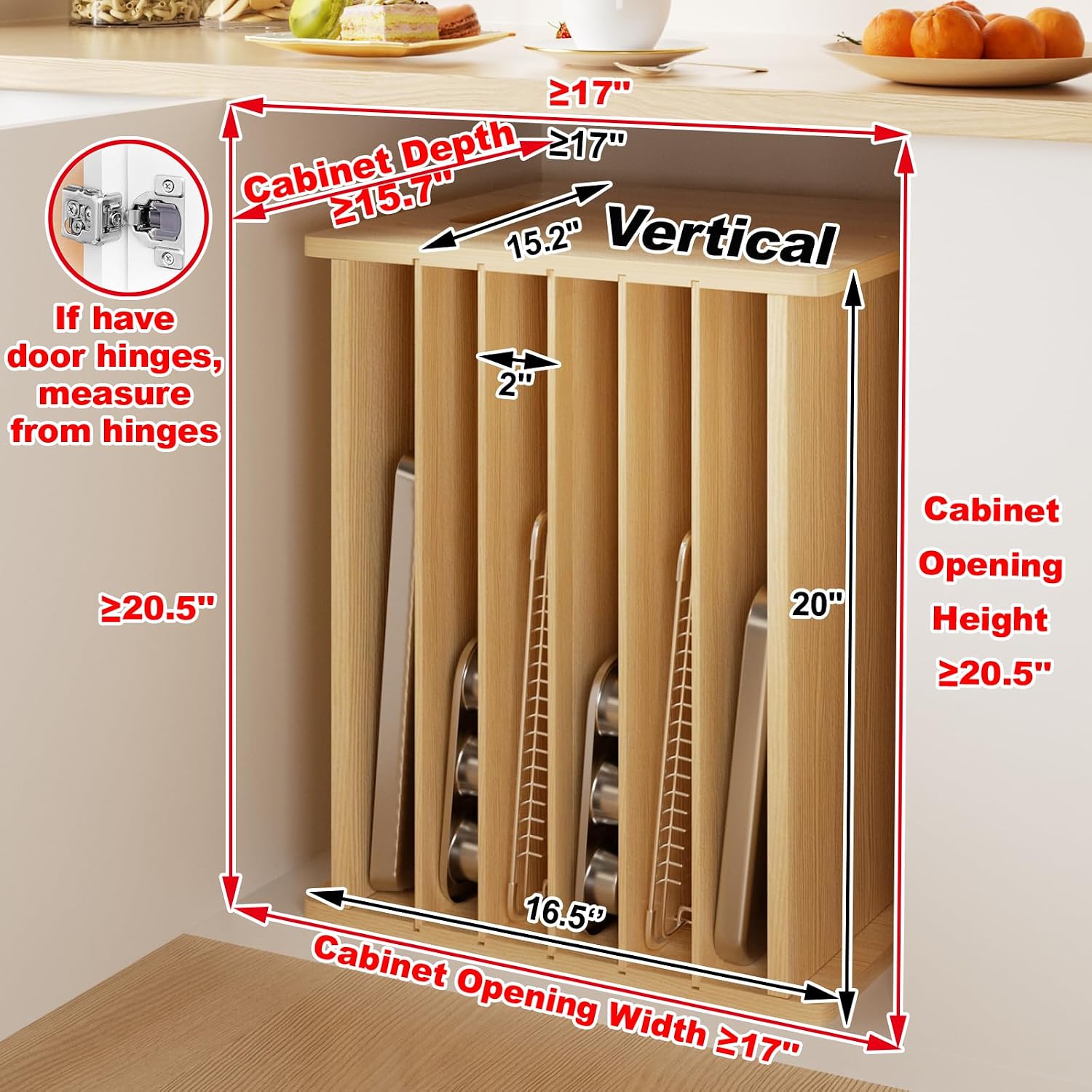 Wooden Bakeware Tray Divider O - Kitchen Baking Sheet Organizer review and price