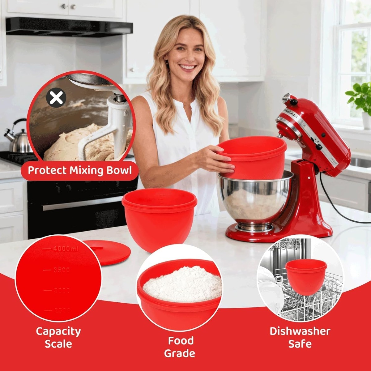 Silicone Mixer Bowl Liner with - Kitchen Baking Aid review and price