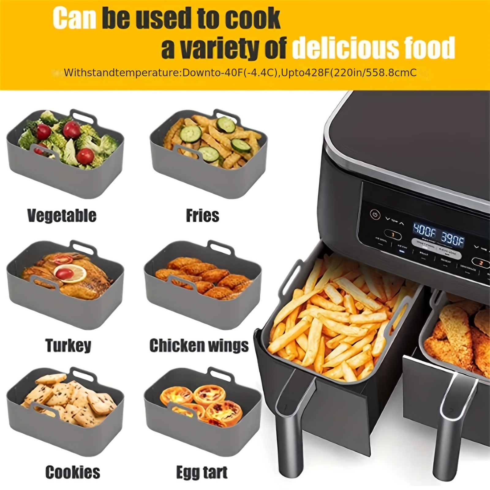 1/2Pcs Air Fryer Silicone Tray - Kitchen Baking Pan review and price