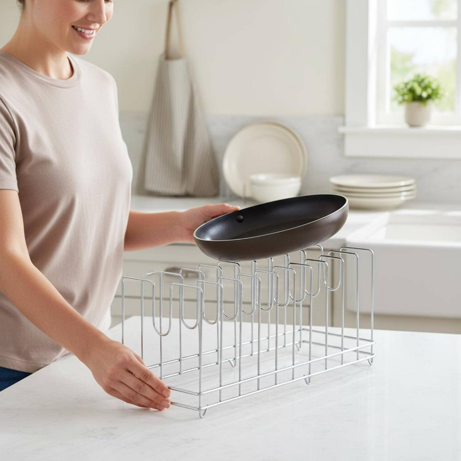 Pizza Pan Rack Space Saving Ba - Kitchen Baking Tray Rack review and price